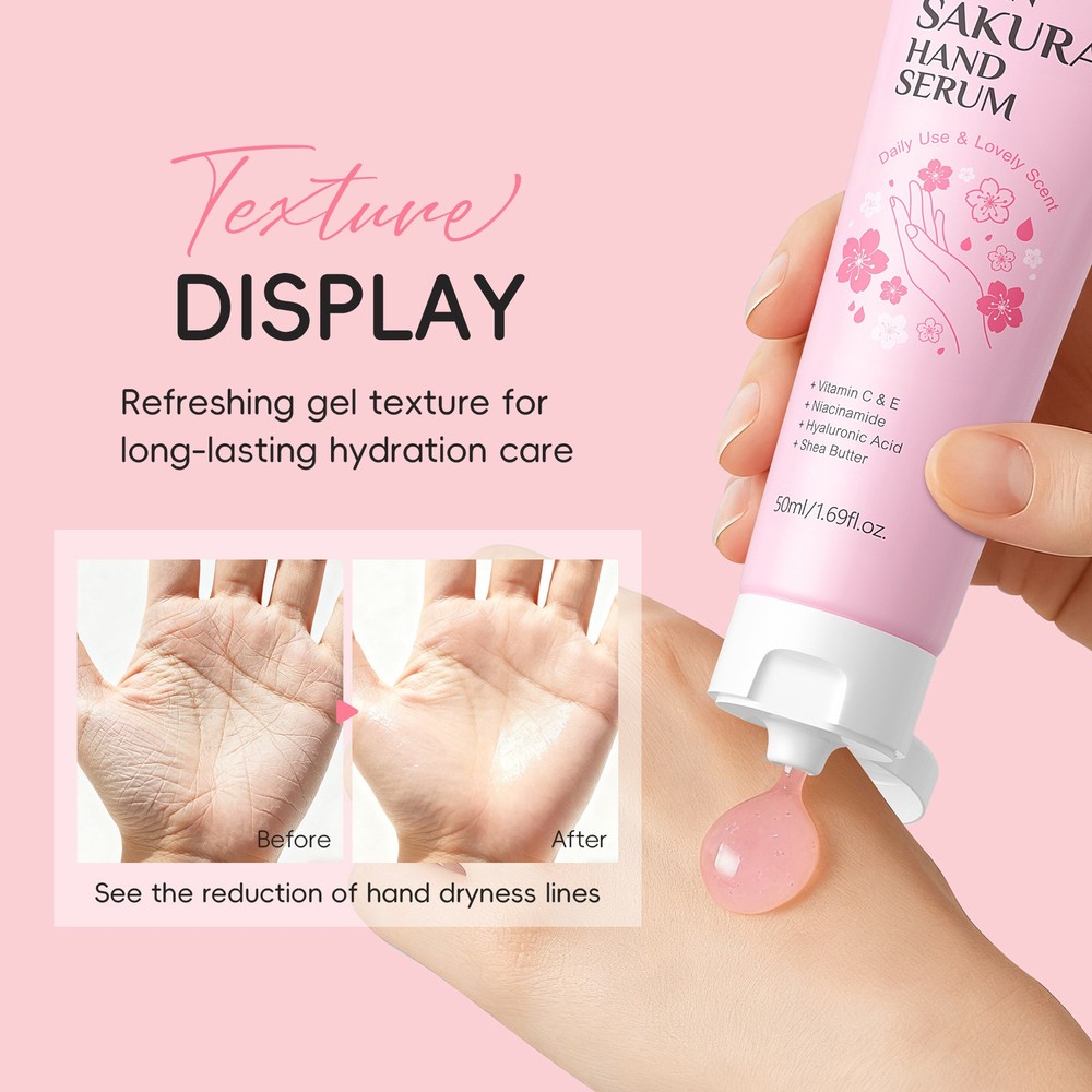 1PCS 50ml Brighten Skin Hand Serum Moisturizing Sakura Scented Travel Size