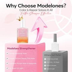 modelones Nail Strengthener, Sparkle 0.5 Fl Oz (Pack of 1), A4-Glitter Pink