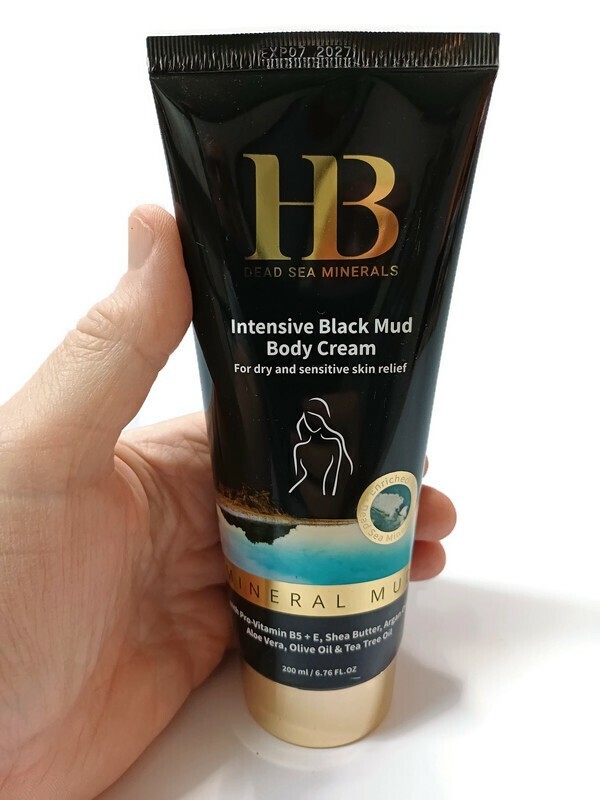 HB 1 Total Black Mud Body Cream 200ml Dead Sea Mineral Dry Sensitive Skin Relief