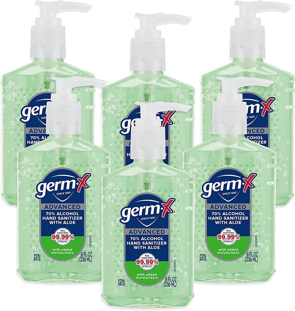 Germ-X Advanced Hand Sanitizer with Aloe and Vitamin E, 8 8 Fl Oz (Pack of 6)