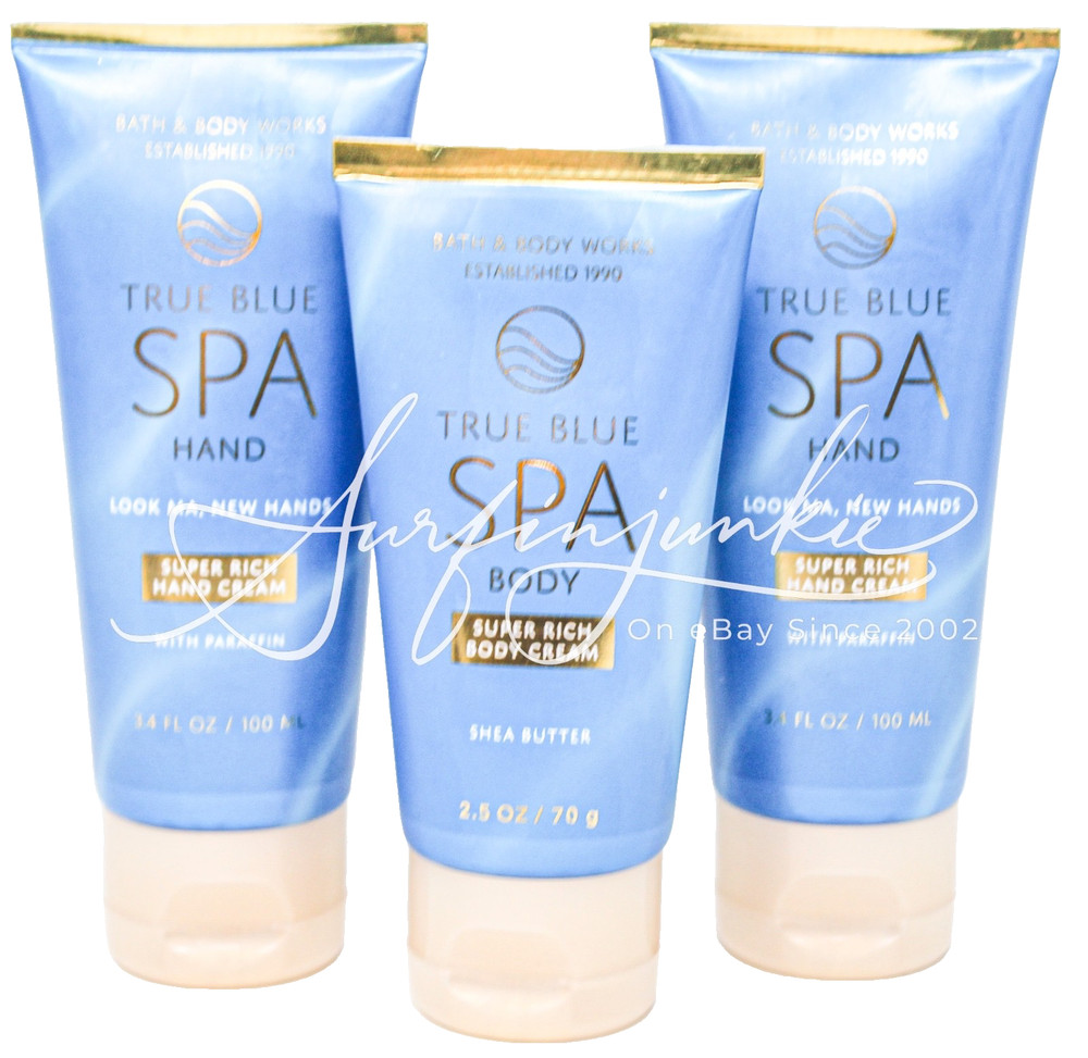 Bath & Body Works True Blue Spa Hand Cream 2pc Body Cream 1p Set Mini Travel New