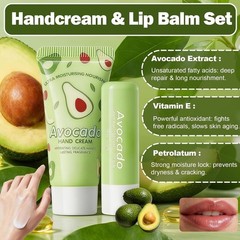 Avocado Hand Cream & Lip Balm Set – Ultra Moisturizing for Dry Skin & Lips 2PCS