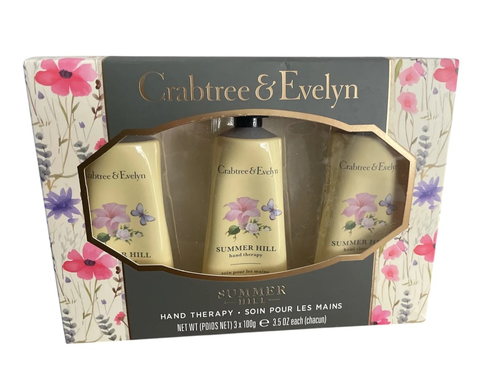 Crabtree & Evelyn Summer Hill Hand Therapy Gift Set New Boxed Large Size Creams