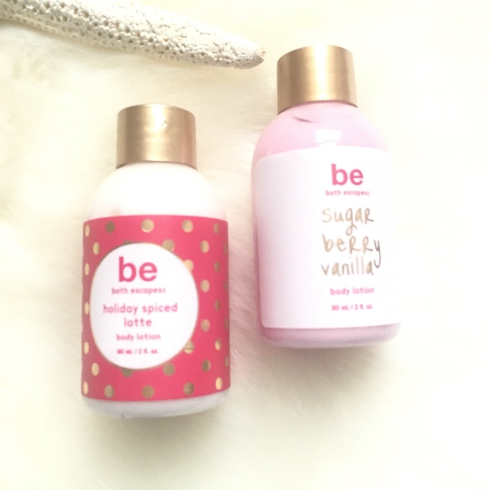 Lot of 2oz be bath escape Body Lotion Holiday Spiced Latte & Sugar Berry Vanilla