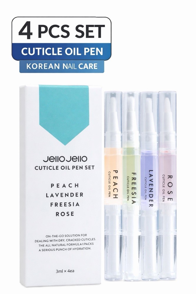 Jello Jello Cuticle Oil Pen 4pcs Set Nail Care Korean Moisturizing Treatment