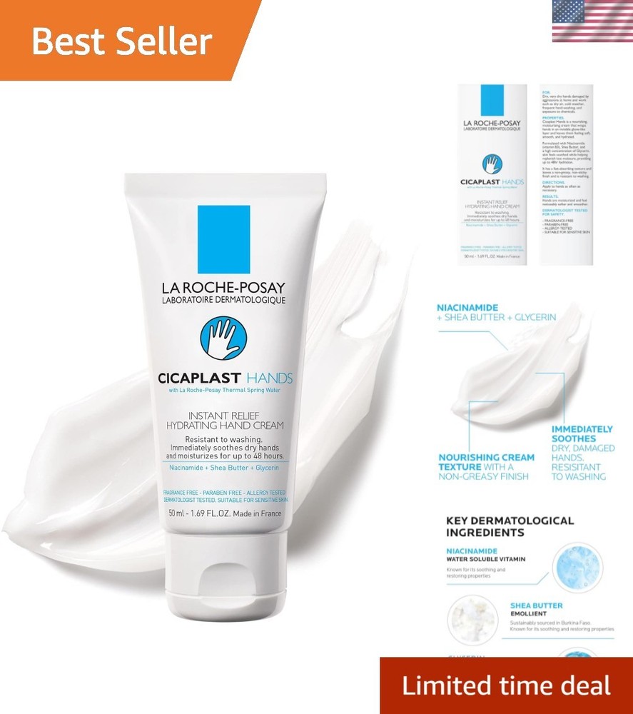 La Roche-Posay Cicaplast Hand Cream – Shea Butter Moisturizer for Dry Hands