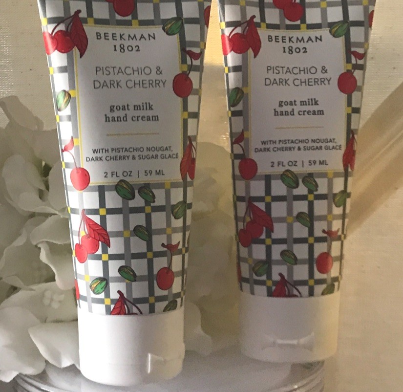 BEEKMAN 1802 (2) Pistachio Dark Cherry Goat Milk Hand Cream Duo Lot 3 oz each!