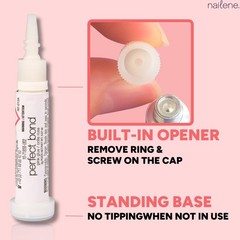 Nailene Perfect Bond Nail Glue, Super Strong, 2 Tubes (0.14 fl oz), Clear