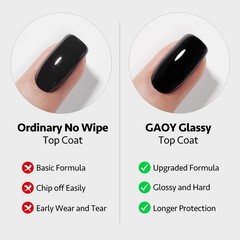 GAOY 16ml 2 Pcs Glassy Gel 0.54 Fl Oz (Pack of 2), Top Coat and Base