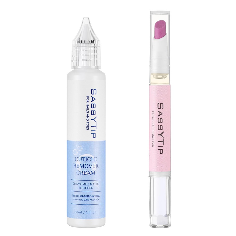 SASSYTIP Cuticle Care Kit – Remover Gel (1oz) & Ceramic Gel+Pink Pen