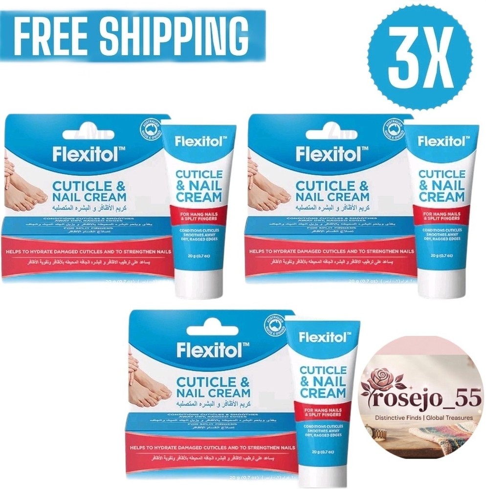3X Flexitol Cuticle & Nail Cream &Conditions &Smoothes Away Day,Raggen Edges 20g