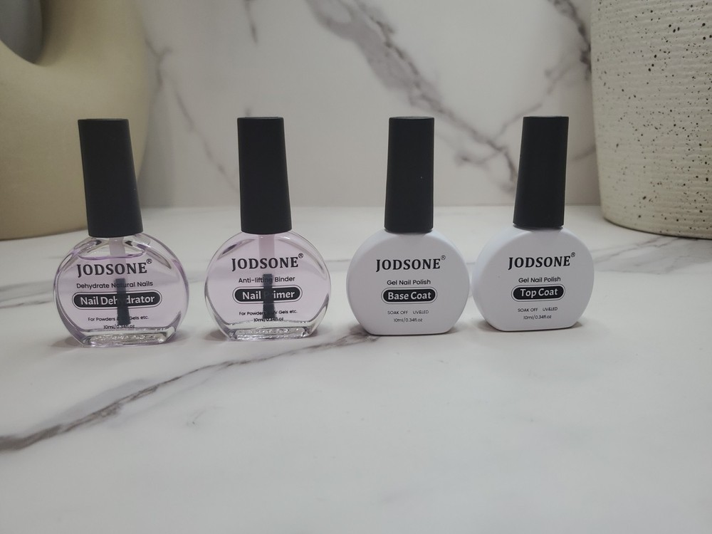 JODSONE 4 Bottles 10ml Of Top Coat-Base Gel Polish-Nail Dehydrator-Nail Primer..