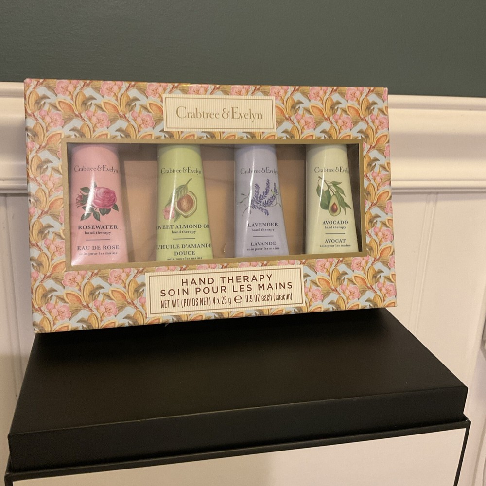 CRABTREE 4 Pc Hand Therapy Cream Set ROSEWATER ALMOND LAVENDER AVOCADO .9oz Ea