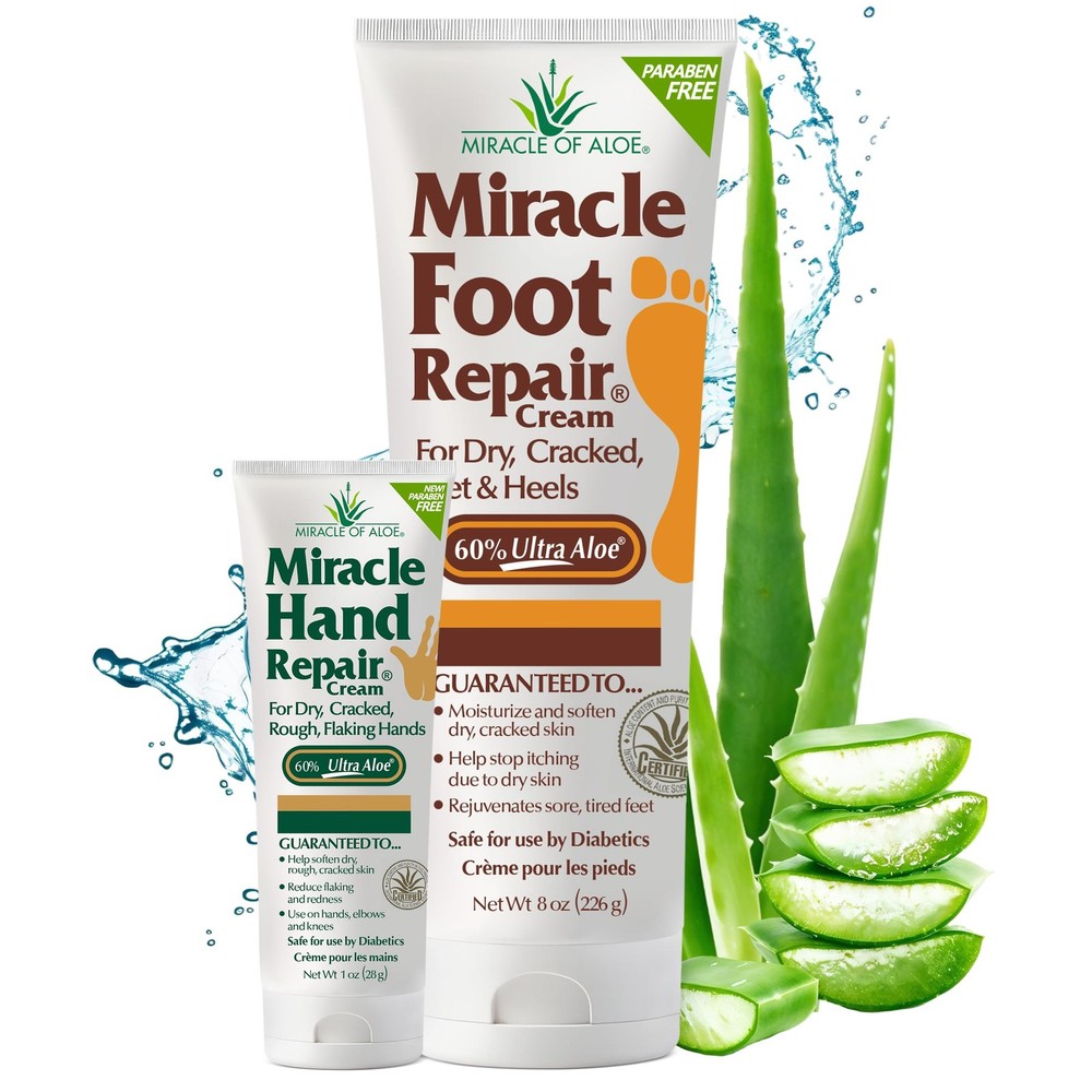 Miracle Foot Repair Cream, 8 oz + 1 Hand 4.5 Ounce (Pack of 2)