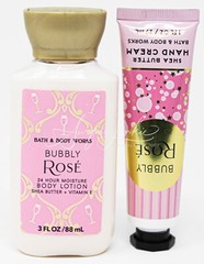 Bath & Body Works Bubbly Rose Shea Butter Hand Cream 1 Oz Mini + Body Cream 2pc