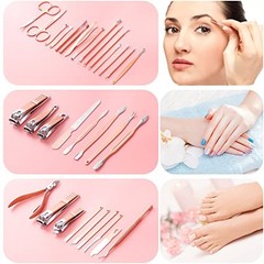 Manicure Set Pedicure Kit Womens Nail Clippers Set 32 in 1 Rose Pink_32 in 1