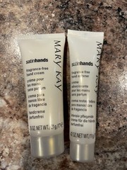 Mary Kay Satin Hands Fragrance Free Hand Cream .75 Oz & Hand Softener .42 Oz