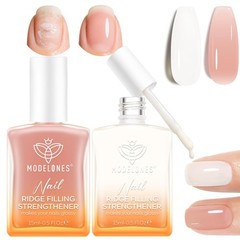 modelones Nail Strengthener 0.51 Fl Oz (Pack of 1), Milky White & Nude Pink