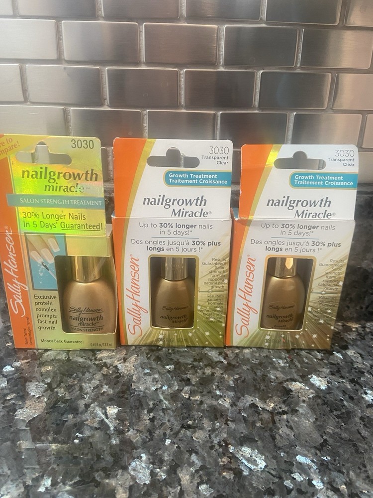 New Sally Hansen Nail Growth Miracle Growth Treatment 3030 Clear 3 Pack Lot