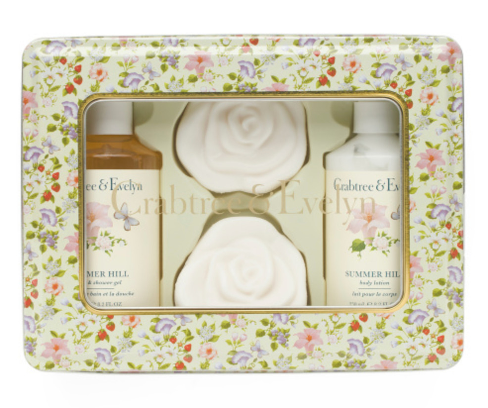 Crabtree & Evelyn 4pc Tin Body Care Set, Soap Bars, Shower Gel, Lotion