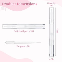 50 Pack 3ml Transparent Twist Pen with Pipettes, Empty Cuticle Oil Pen Refill…