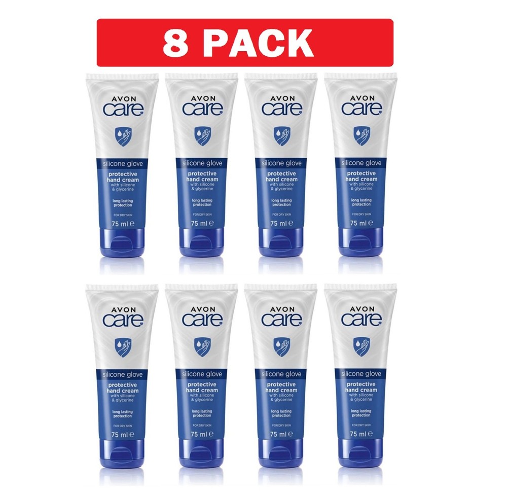 8 Pack Avon CARE Silicone Gloves Lasting Protection Hand Cream 75ml/2.54 fl Oz