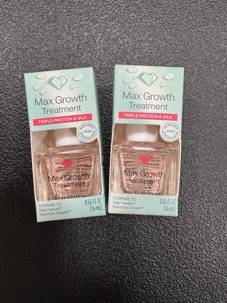 2 Pack!! Max Growth Nail Treatment. Triple Protein & Silk. 0.54oz Each