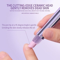 Ceramic Cuticle Oil Pusher Pen: 3-in-1 Nail Purple Kit-1, Kit-1