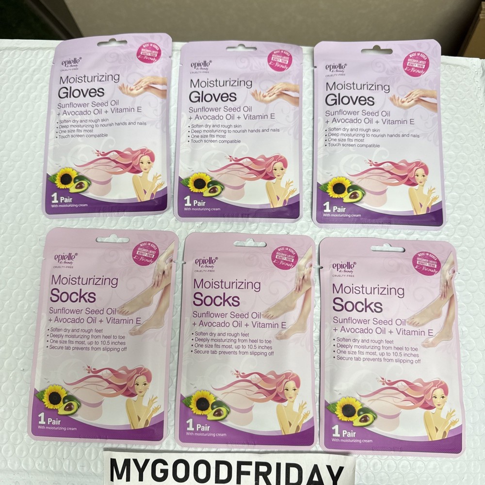Epielle Moisturizing 3 Gloves & 3 Socks Hydrating Spa Soothes Crack Hands & Feet