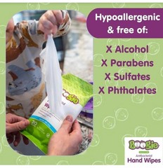 NEW (5×20 Count) Boogie Antibacterial Hand Wipes Alcohol Free – Total 100 Wipes