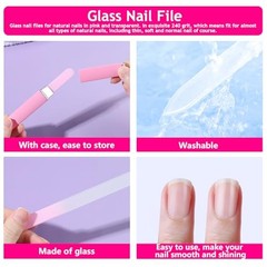 Manicure Kit For Women, Nail Care Kit With Glass Nail File, 5pcs 180/240 Grit