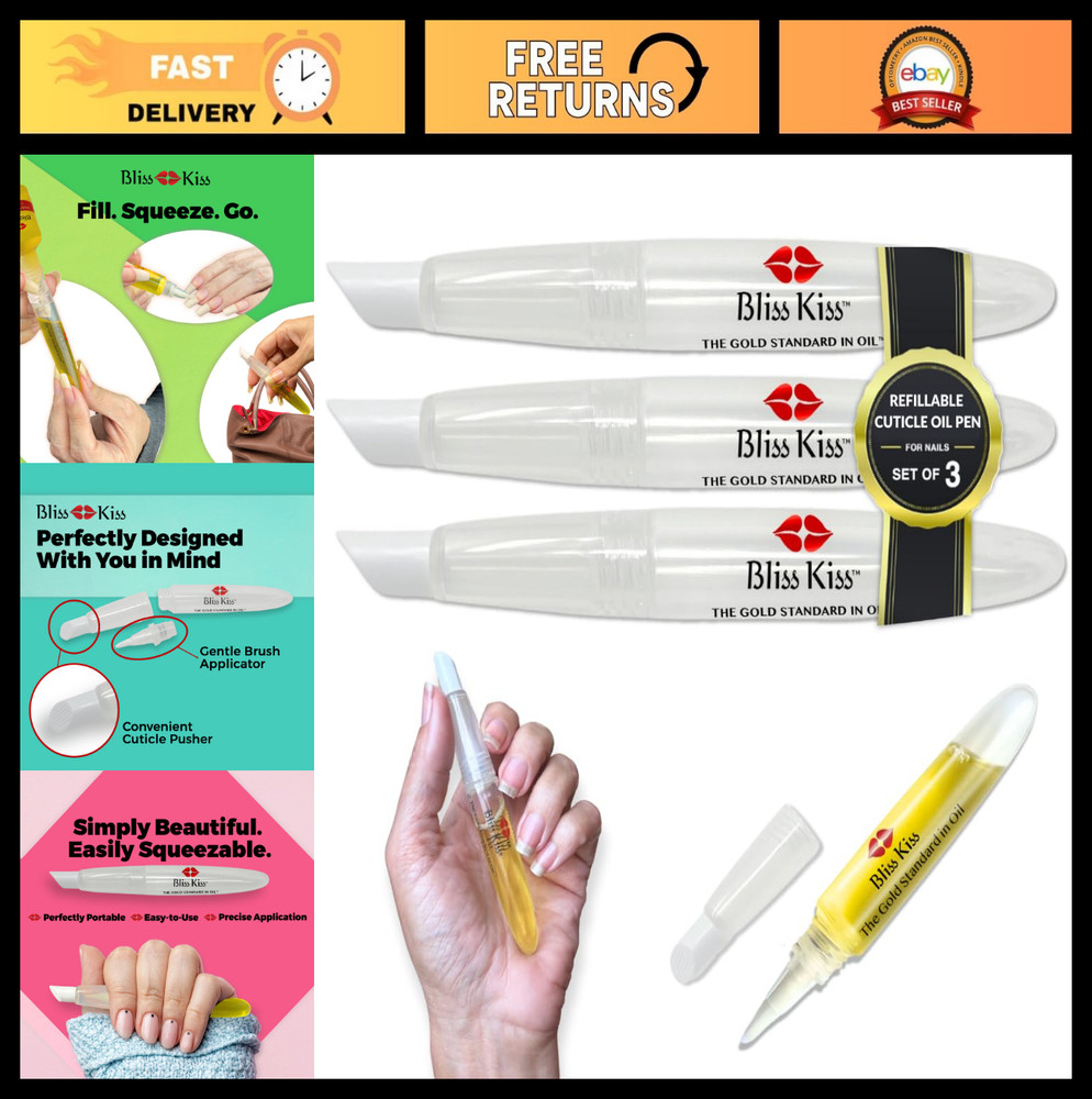 Refillable Squeeze Cuticle Oil Pen 3-Pack – Ideal for Nail Growth & Application