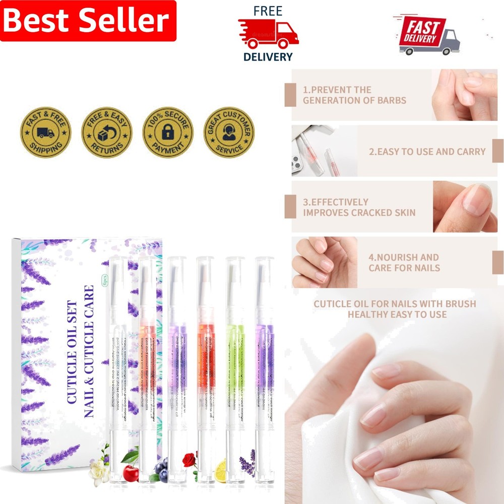 Scented Cuticle Oil Pens Set – 6 Flavors for Healthy Nails & Cuticles Hydration