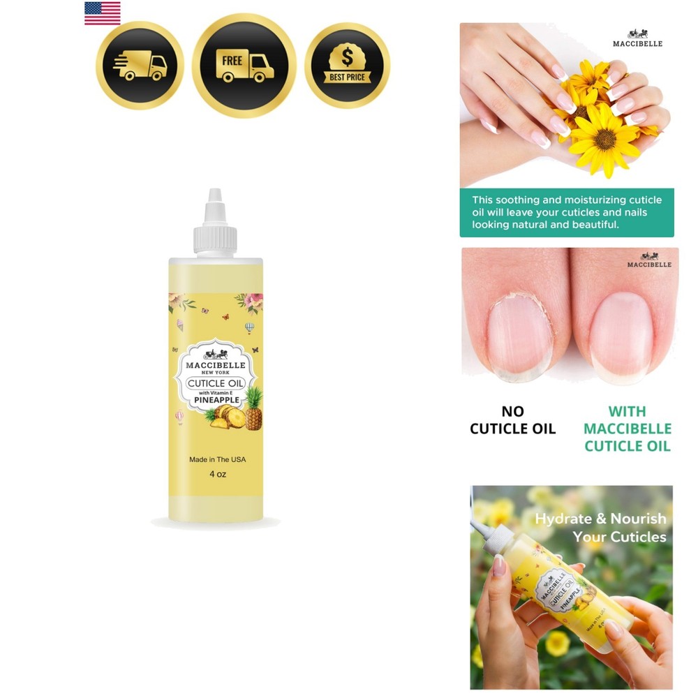 Cuticle Oil For Nails Refill size for Dry Cracked Cuticles 4 Ounce, Pineapple