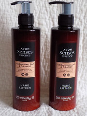 AVON 2 x SENSES ESSENCE GERANIUM LEAF & ORANGE HAND LOTION ~ 250ml each *NEW*