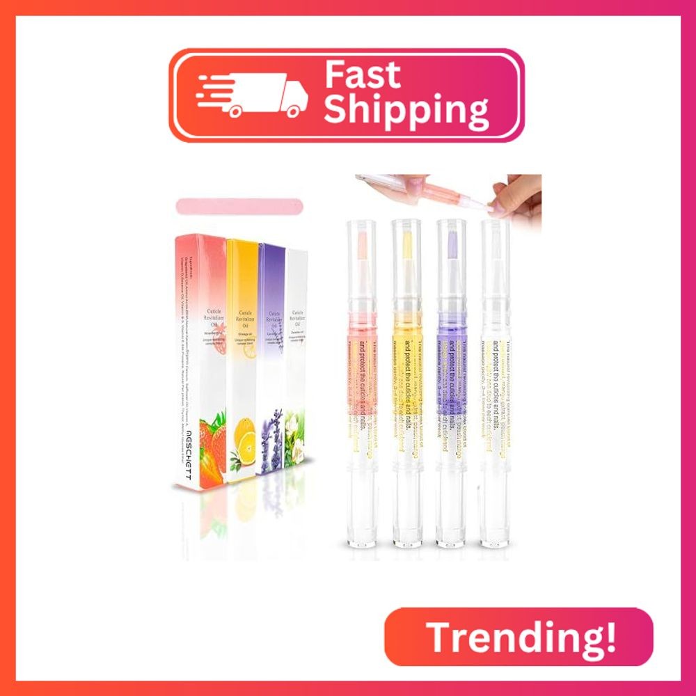 Meschett Cuticle Oil Pens with Nail File for Nail Care, 4PCS Nail Oil Pens with