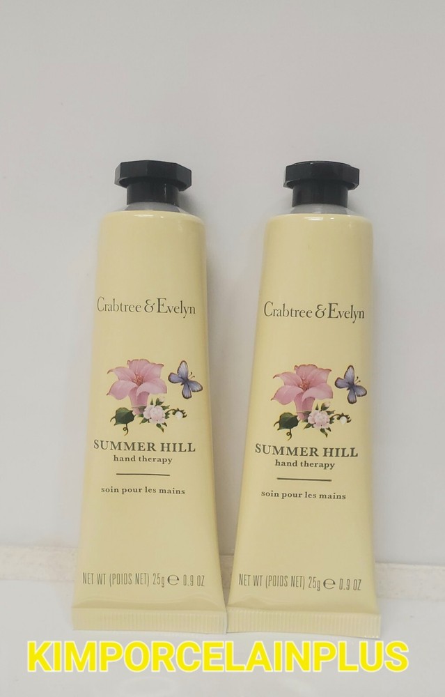 2 X Crabtree & Evelyn SUMMER HILL Hand Cream Therapy 0.9oz Travel Size NEW