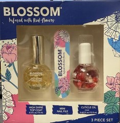 Blossom Beauty 3 Piece Nailcaire Set-Infused With Real Flowers – Top Coat & Oil