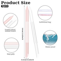 Glass Cuticle Pusher Set of 2 Manicure Sticks for Nails Pink+Transparent