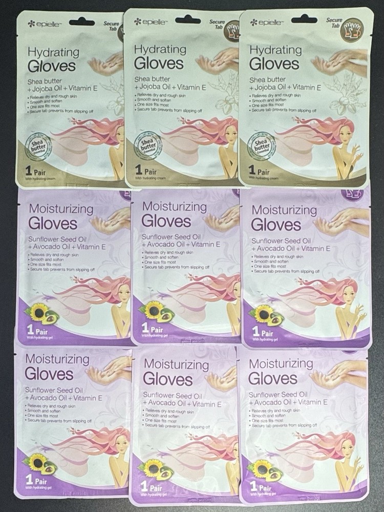 Epielle 9-Pack Moisturizing Gloves Mask Hydrating Spa Soothes Dry Cracked Hands
