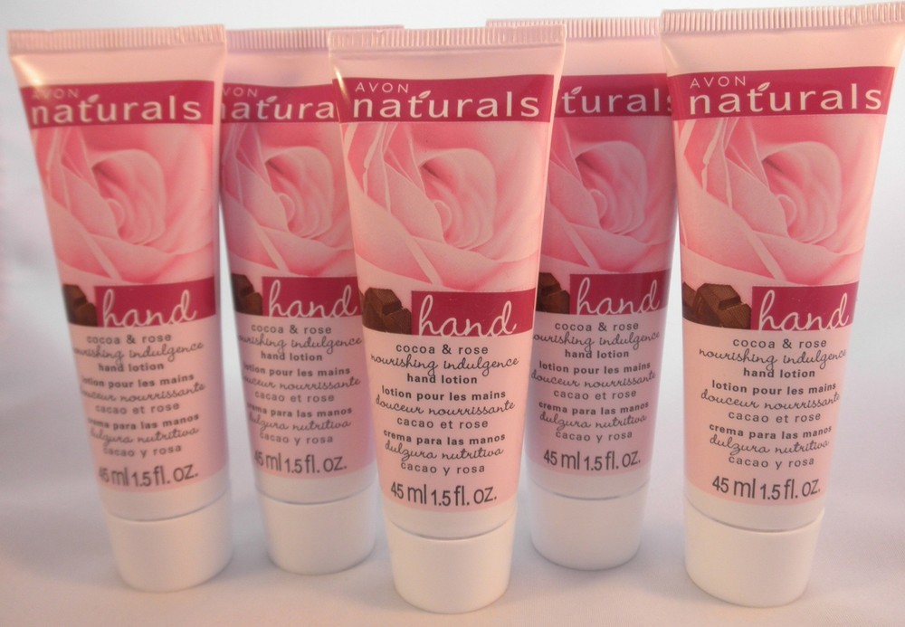 AVON Naturals COCOA & ROSE Hand Lotion Cream 1.5 oz Purse Size – LOT of 5
