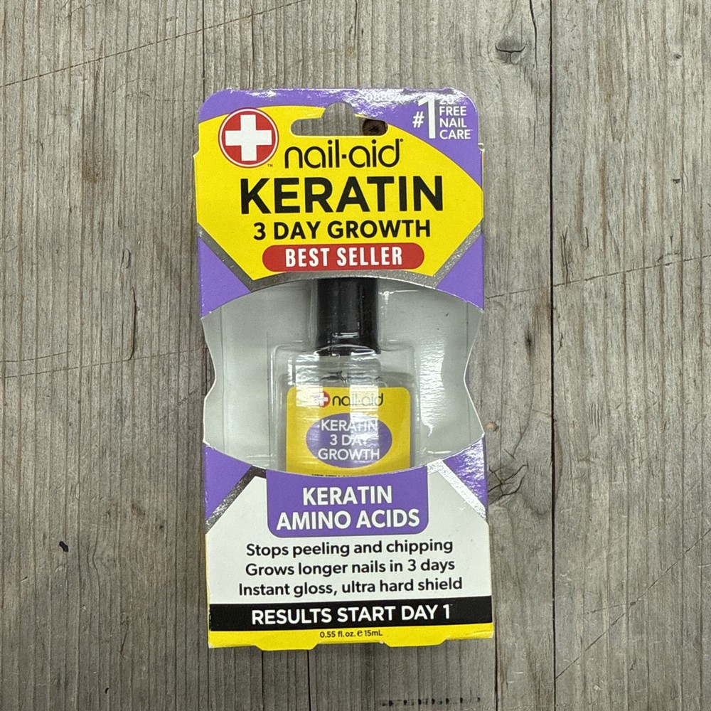 Nail-Aid Keratin 3 Day Growth Nail Treatment & Strengthener, Clear, 0.55 Fl Oz