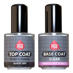 EXCUSE ME Duo Set Quick Dry Fast Top Coat + Base Clear Long