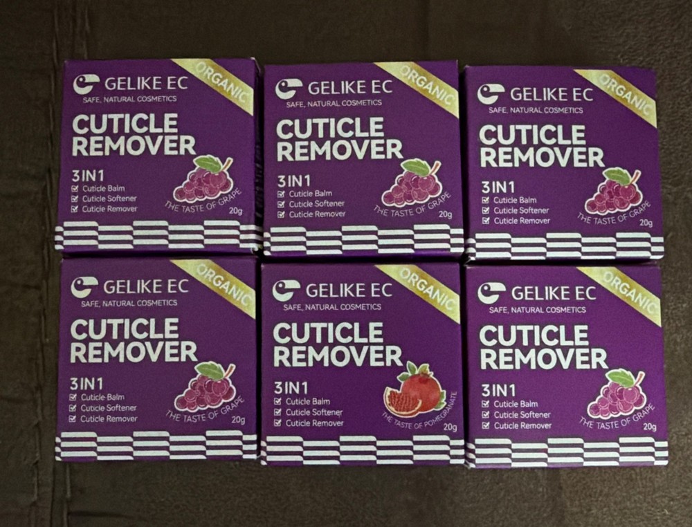 Lot (6) Gelike EC Cuticle Remover Softener Balm 3 In 1 Grape Pomegranate 20 G (a