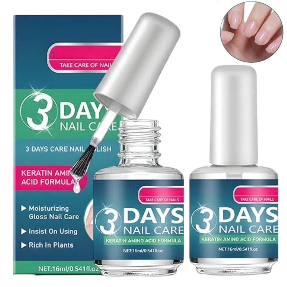 2Pcs 3-Day Keratin Nail Strengthener for Weak Brittle Nails Repair & Growth