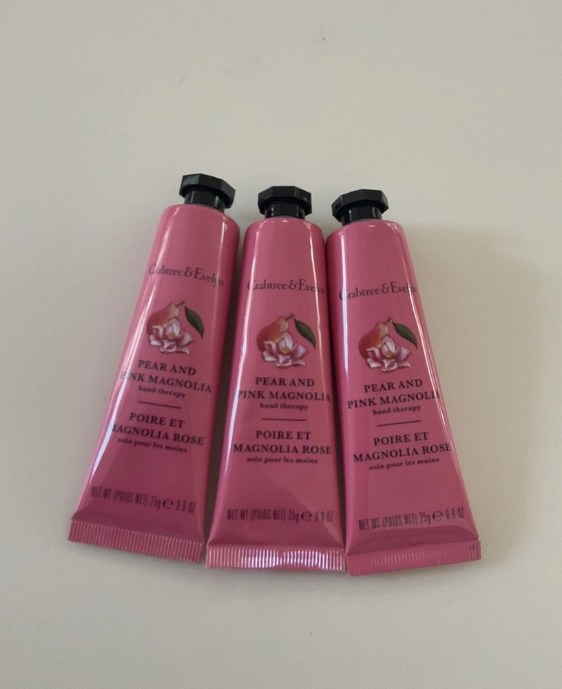 3 X Crabtree Evelyn Pear Pink Magnolia Ultra Moisturizing Hand Therapy .9oz