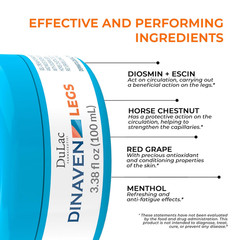 Dulac, Dinaven Legs Gel Cream, Cooling & Refreshing, with Diosmin & Menthol, Hor