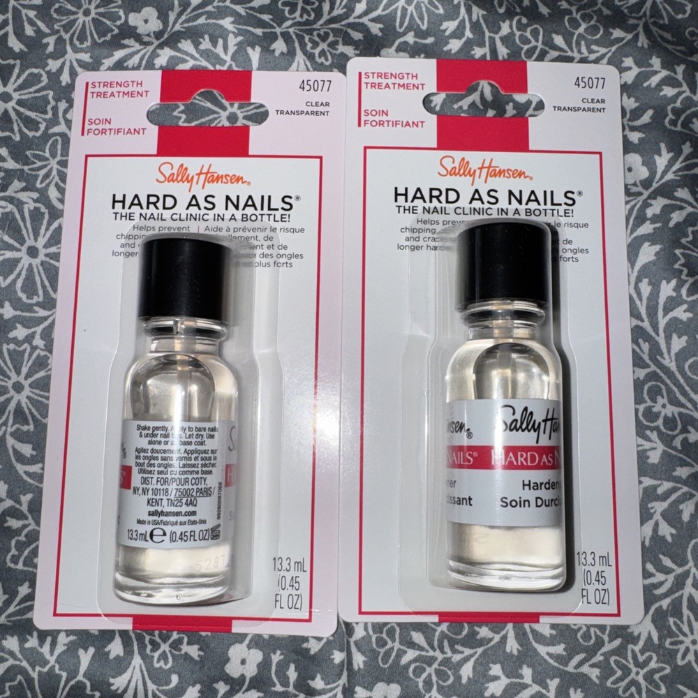 2 Sally Hansen CLEAR 45077 Hard As Nails Hardener 0.45oz | Strengthen Treatment