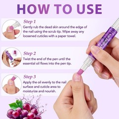 ISUNRISE Cuticle Oil Pusher Pen, 4-in-1 0.12 Fl Oz (Pack of 1), Purple
