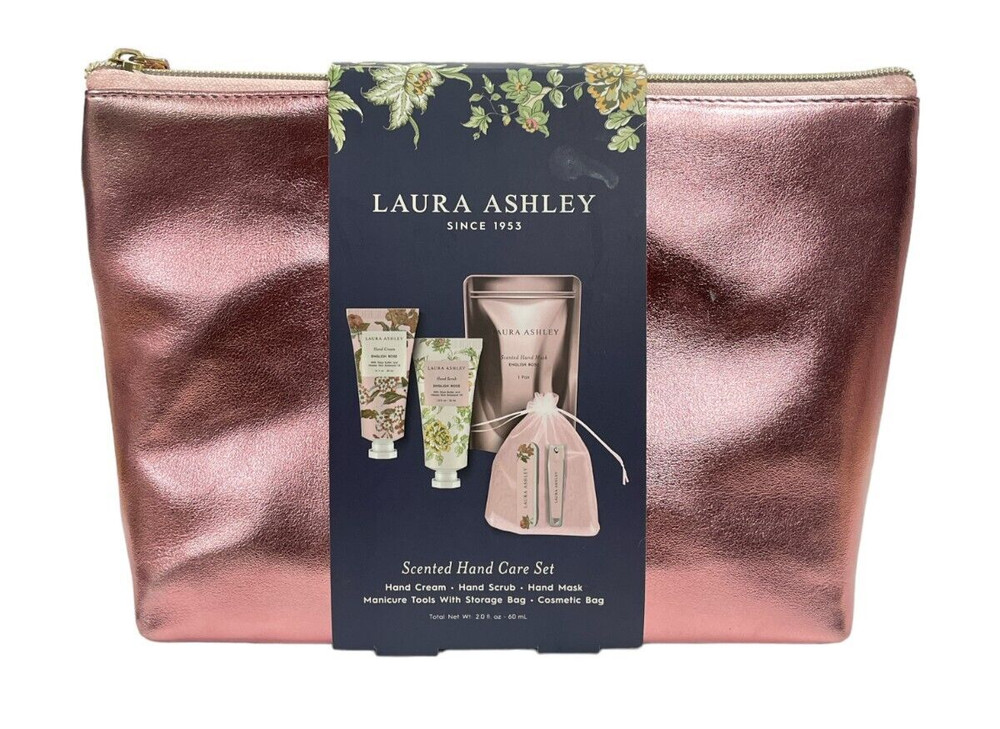 Laura Ashley Scented Hand Care Set, Hand Cream, Scrub & Mask,Manicure Tools,NEW